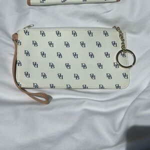 Dooney & Bourke Tan and White Monogram Wristlet